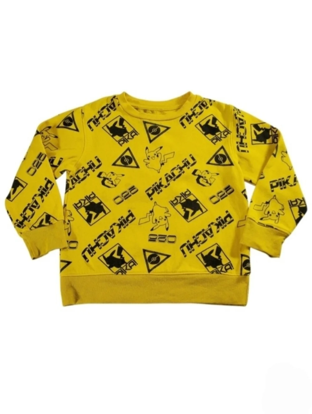 K1053 * Pokemon Boys Pikachu Graphic Sweatshirt Yellow Black Size XS